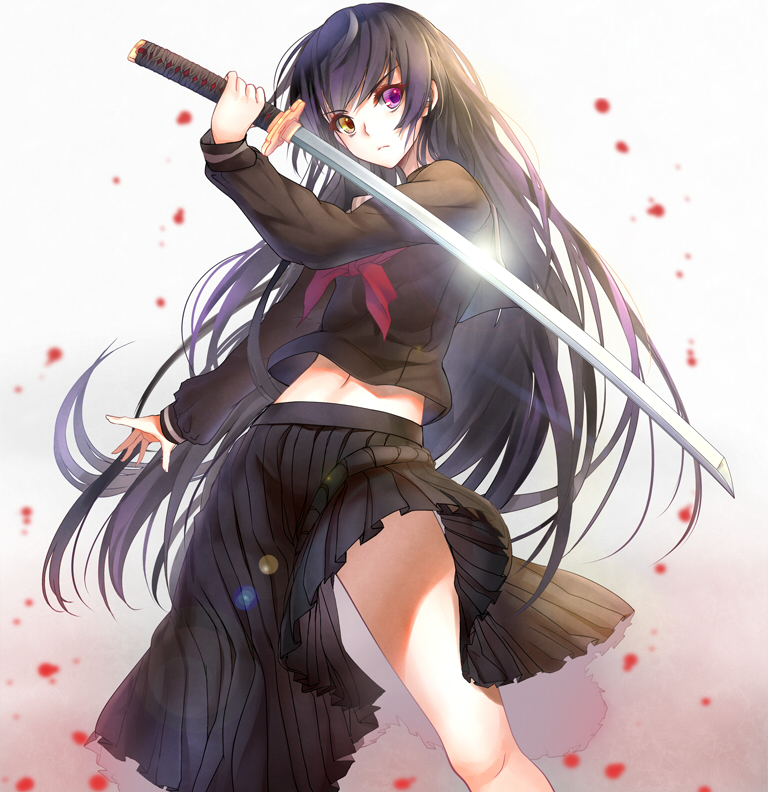 Anime girl with black hair and sword
